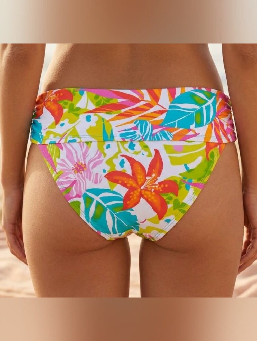 Bleu Rod Beatti Tropical Floral Fold-Over Bikini Bottom, Size 10
